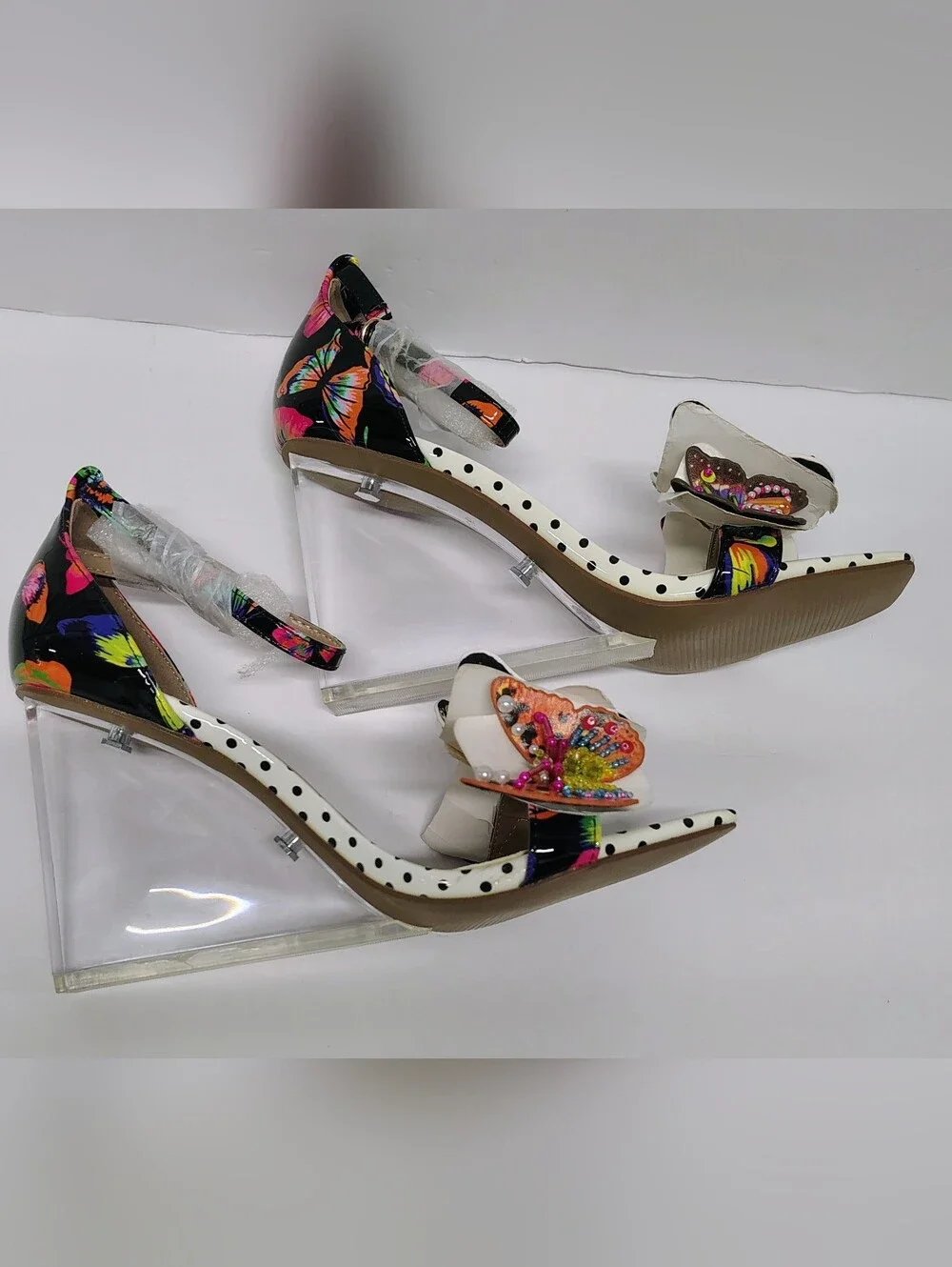 *NEW* Betsey Johnson Marloe Beaded Butterfly Embellished Dot Wedges RARE Sz 7 - Picture 3 of 10
